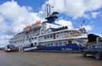 O Sea Spirit ancorado em Port Stanley, a capital de Falkland